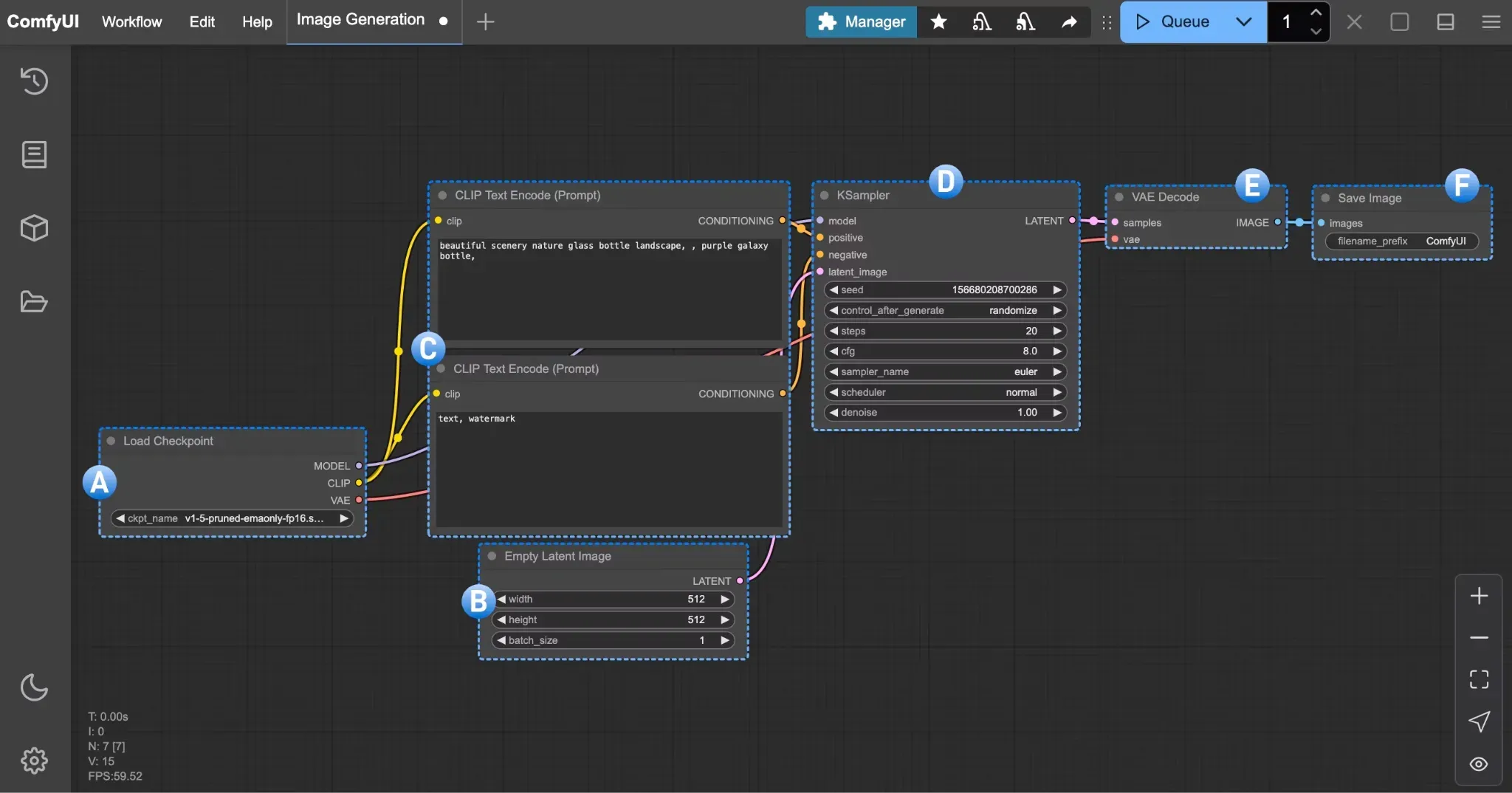 ComfyUI workflow interface for image generation