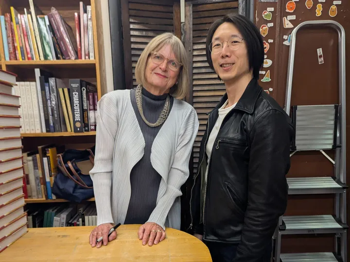 Leon Lin with Jancis Robinson at a book signing.